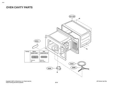 Oven Cavity Parts Diagram and Parts List for MS2042D CBK9NAG LG Microwave