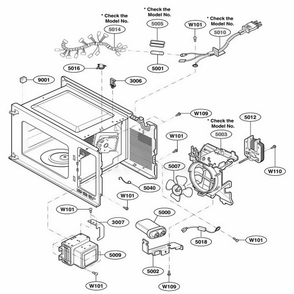 Interior Parts 1 Diagram and Parts List for 65052 CW1ESEA LG Wall Oven