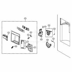 Dispenser Parts Diagram and Parts List for 73167 ASBCSE0 LG Refrigerator