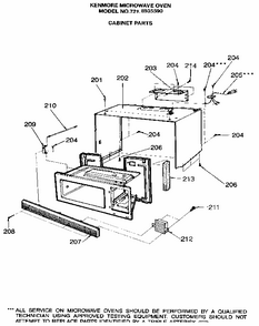 Cabinet Diagram and Parts List for 7218935590  Kenmore Microwave