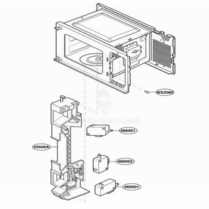 Latch Board Parts Diagram and Parts List for MT4110SPB CBKEWRP LG Wall Oven