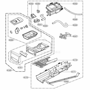 Panel Drawer Assembly And Guide Assembly Diagram and Parts List for DLGX2502V ASSEEUS LG Dryer
