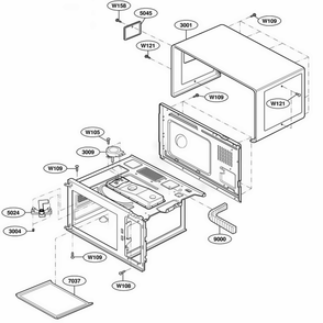 Oven Cavity Parts Diagram and Parts List for RFS12SW2A ASTESUB LG Range