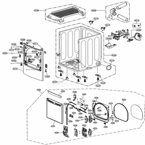 Cabinet And Door Assembly Diagram and Parts List for DLEX5780WE ABWEEUS LG Dryer