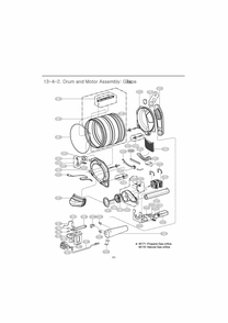 Drum And Motor Assembly Diagram and Parts List for RN1368AS ABWESEU LG Dryer