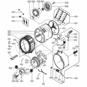 Drum And Tub Assembly Diagram and Parts List for GCWP1069QD ABWEELC LG Washer