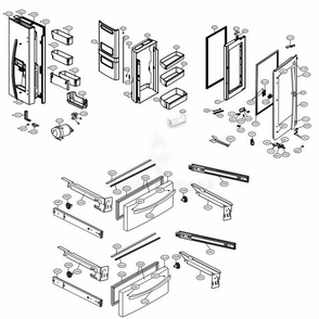 Door Parts Diagram and Parts List for LMXS28596M AMTCNA1 LG Refrigerator