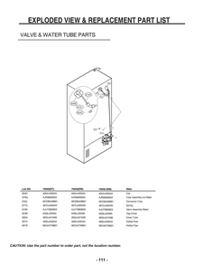 Valve And Water Tube Parts Diagram and Parts List for GR-L268LQUM ASWCSE0 LG Refrigerator