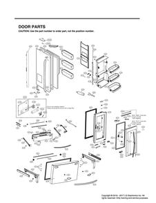 Door Parts Diagram and Parts List for GR-X30GHSJM ASTCNA1 LG Refrigerator