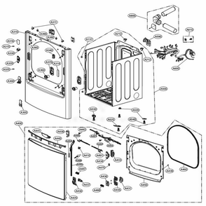 Cabinet And Door Assembly Diagram and Parts List for DLEX7700VE ASSEECI LG Dryer