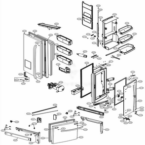 Door Parts Diagram and Parts List for LFXS30766D ASBCNA2 LG Refrigerator