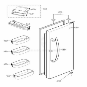 Refrigerator Door Diagram and Parts List for LSC23954SW ASWCNA1 LG Refrigerator
