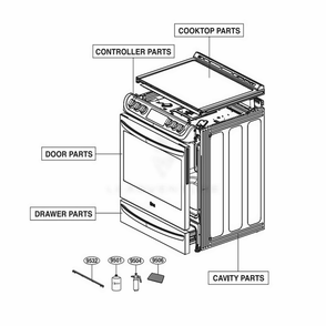 Main Diagram and Parts List for LSE4613ST ASTLLGA LG Range