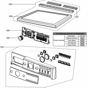 Control Panel And Plate Assembly Diagram and Parts List for 91582 ABWESEU LG Dryer