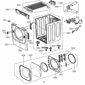 Cabinet And Door Assembly: Gas Type Diagram and Parts List for DLGX8101W ABWEEUS LG Dryer