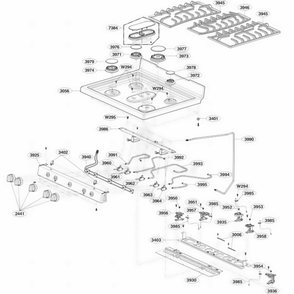 Cooktop Parts Diagram and Parts List for LRG3060ST FSTELGA LG Range