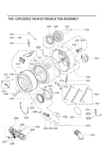 Drum And Tub Assembly Diagram and Parts List for F4V9RCP2P APTEPUS LG Dryer