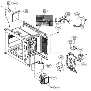 Interior Parts Diagram and Parts List for LMC1575ST CS1ELNA LG Microwave
