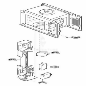 Latch Board Parts Diagram and Parts List for JE1860SH CSBEGEU LG Wall Oven