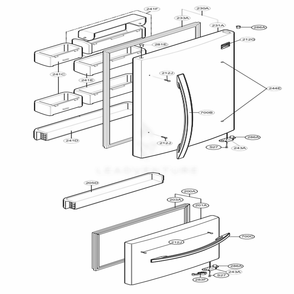Door Parts Diagram and Parts List for 78272 ASW1SER LG Refrigerator