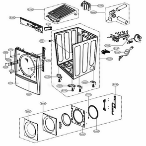 Cabinet And Door Assembly Gas Type Diagram and Parts List for 91982 ABWESEU LG Dryer