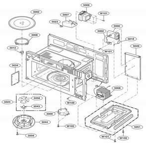 Interior Parts 1 Diagram and Parts List for AMV4204AAW AW1EAMA LG Range