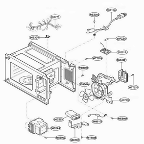 Interior Parts 2 Diagram and Parts List for MA825W CWHEGSE LG Wall Oven