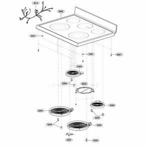 Cooktop Parts Diagram and Parts List for LRE6385ST ASTLLCA LG Range