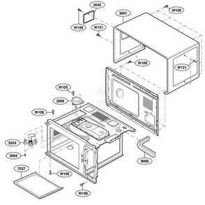 Oven Cavity Parts Diagram and Parts List for UFS11EA AST7MTR LG Range