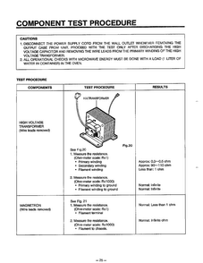 Component Test Procedure Diagram and Parts List for MA-1164M  LG Microwave