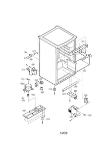 Evaporator/comp. Base/drier Diagram and Parts List for GR-131CN  LG Refrigerator
