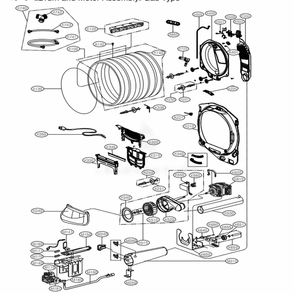 Drum And Motor Assembly: Gas Type Diagram and Parts List for DLGX7601KE ABSEEUS LG Dryer