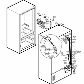 Ice Maker Parts Diagram and Parts List for 78544 ABI1SER LG Refrigerator