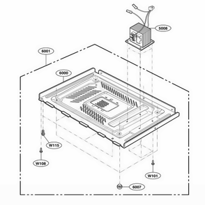 Base Plate Parts Diagram and Parts List for LD10MPS ASTEAMA LG Range