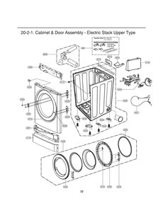 Cabinet And Door Assembly Diagram and Parts List for GDL1329CEW7 ASSEELC LG Dryer