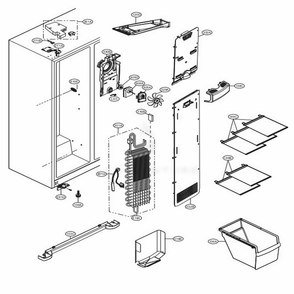 Freezer Compartment Diagram and Parts List for LSXS22423B AWBCNA1 LG Refrigerator