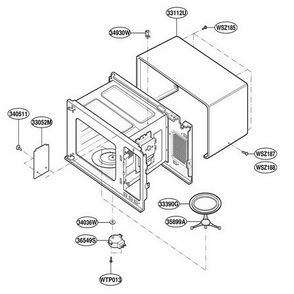 Oven Cavity Parts Diagram and Parts List for MT3130SHQ M1EWRP LG Range