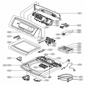 Top Cover Assembly Diagram and Parts List for 35563 ASSEEUS LG Washer Dryer Combo