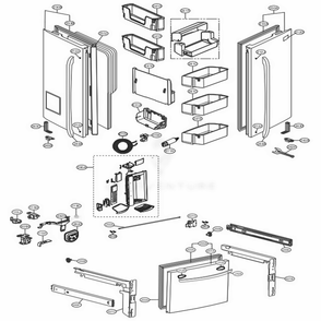 Door Parts Diagram and Parts List for LFXS24623W ASWCNA2 LG Refrigerator