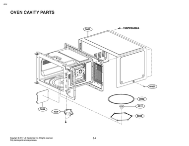 Oven Cavity Parts -1szzwzaooza Diagram and Parts List for MSWN1590LD CSAMPLE LG Miscellaneous