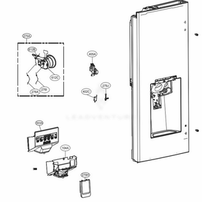 Dispenser Parts Diagram and Parts List for LFXC22526D ASBCNA2 LG Refrigerator