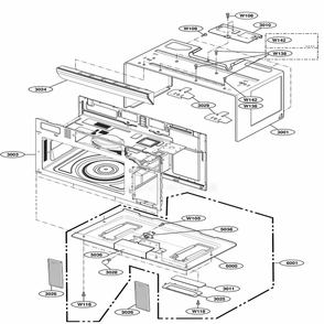 Oven Cavity Parts Diagram and Parts List for 80032 CWHESEA LG Range