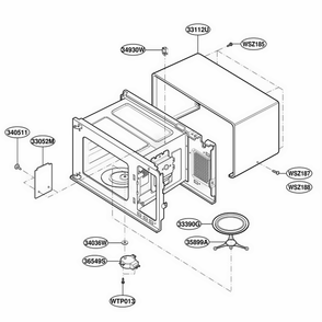 Oven Cavity Parts Diagram and Parts List for F1361E BKEAMA LG Range