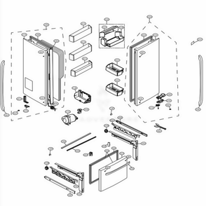Door Parts Diagram and Parts List for 70329 AWBCSE0 LG Refrigerator