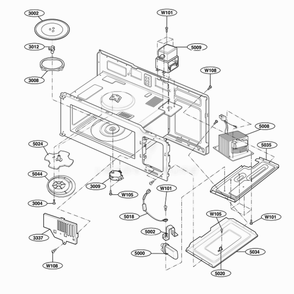 Interior Parts 1 Diagram and Parts List for MH6150XLS AS1EWRP LG Range