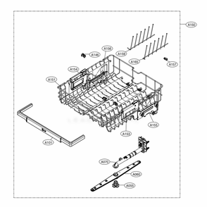 Upper Rack Assembly Diagram and Parts List for LDF5678ST ASTEEUS LG Dishwasher