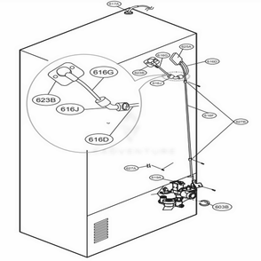 Water Tube Parts Diagram and Parts List for 70329 AWBCSE0 LG Refrigerator