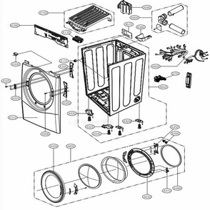 Cabinet And Door Assembly Diagram and Parts List for 81563 ASTESEU LG Dryer