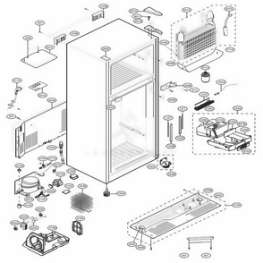 Case Parts Diagram and Parts List for 79432 ASWCSE7 LG Refrigerator