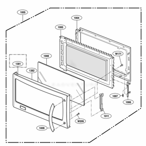 Door Parts Diagram and Parts List for 80822 AWHESEA LG Wall Oven